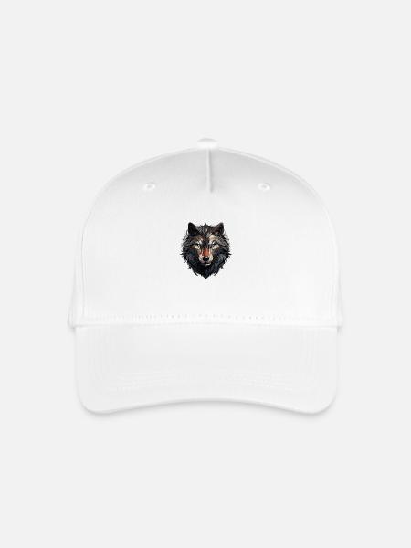 Wolf - Illustration - Kinder Bio Basecap - Weiß
