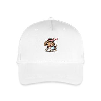 Der bayerische Dackel in Lederhose - Kinder Bio Basecap - Weiß - Vorne