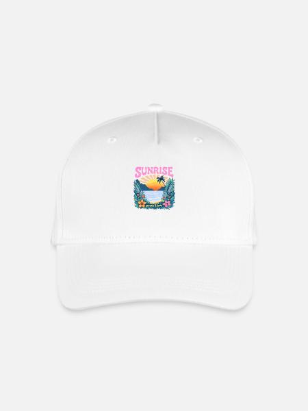Retro Vintage Design: Sunrise peace & love - Kinder Bio Basecap - Weiß