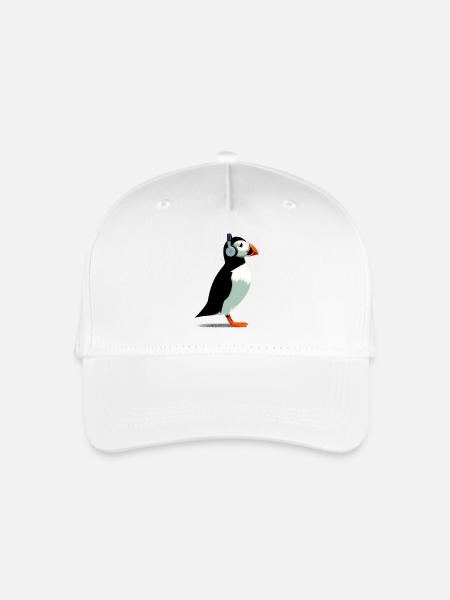 Papageitaucher mit Kopfhörern - Kinder Bio Basecap - Weiß