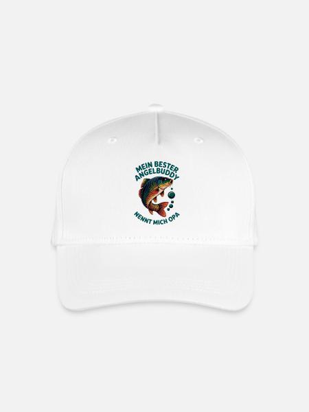 Angeln mit den Enkeln Angel Opa Angelbuddy - Kinder Bio Basecap - Weiß