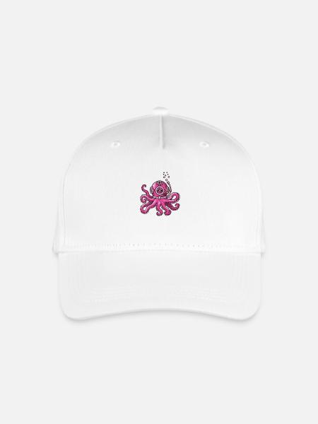 Pinker Tintenfisch mit Taucherhelm - Kinder Bio Basecap - Weiß