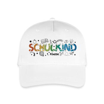Schulkind 2026 Doodle Einschulung Schulanfang - Kinder Bio Basecap - Weiß - Vorne