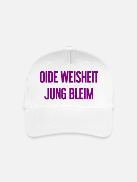Oide Weisheit, jung bleim – Bayerischer Spruch - Kinder Bio Basecap - Weiß