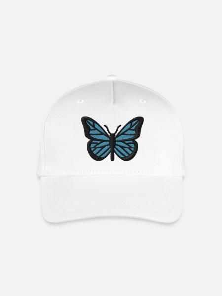 Schmetterling bestickt - Kinder Bio Basecap - Weiß