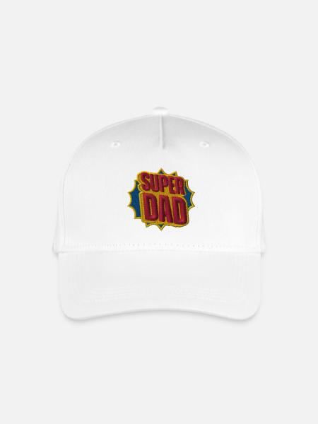 Super Dad Schriftzug bestickt - Kinder Bio Basecap - Weiß