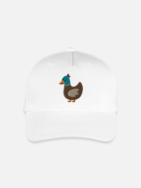 Ente bestickt - Kinder Bio Basecap - Weiß