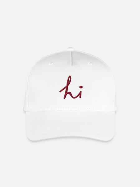 Schriftzug Hi bestickt - Kinder Bio Basecap - Weiß