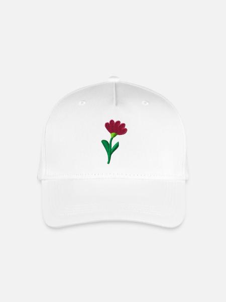 Blume bestickt - Kinder Bio Basecap - Weiß