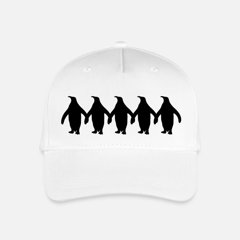 Pinguine Kette Hände Halten Muster Lustig - Kinder Bio Basecap - Weiß