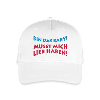 Bin das Baby - Kinder Bio Basecap - Weiß - Vorne