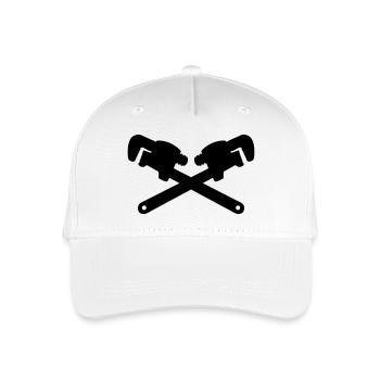 adjustable wrench tool mechanic plumber - Organic Kids’ Baseball Cap - white - Front