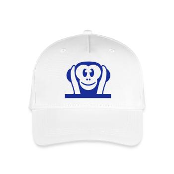 3 Weise Affen Nichts Hören Taub Hält Ohren Zu Affe - Kinder Bio Basecap - Weiß - Vorne