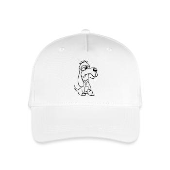 Hund Sitzt Sabbert Spucke Zunge Lustig Dumm Comic - Kinder Bio Basecap - Weiß - Vorne