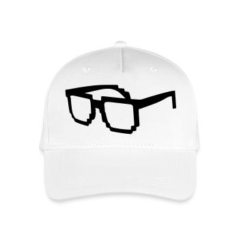 Nerd Brille Pixel - Kinder Bio Basecap - Weiß - Vorne