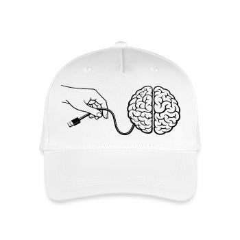 Gehirn Kopf Kabel Anschluss Künstliche Intelligenz - Kinder Bio Basecap - Weiß - Vorne