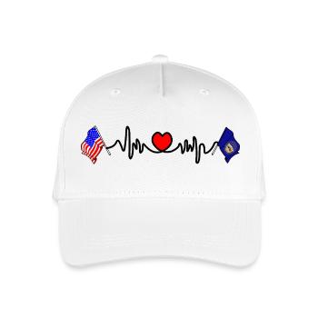 Cardio-Herz mit USA-Flagge und Nebraska-Flagge - Kinder Bio Basecap - Weiß - Vorne