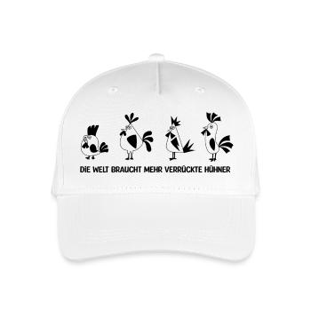Hühner Fans -  Hahn - Gockel - Blumenhuhn - Bio - Kinder Bio Basecap - Weiß - Vorne