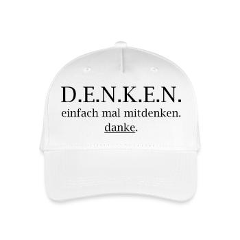 denken! einfach mal mitdenken. danke. - Kinder Bio Basecap - Weiß - Vorne