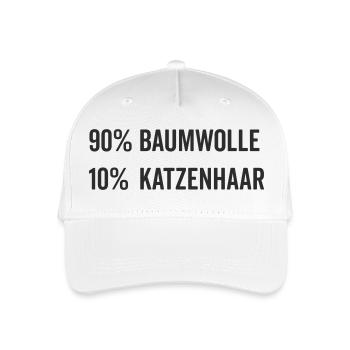 Baumwolle Katzenhaar Geschenk Katzenfreund - Kinder Bio Basecap - Weiß - Vorne
