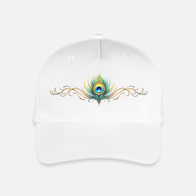 Peacock Feather Ornament Boho Symmetrical - Organic Kids’ Baseball Cap - white