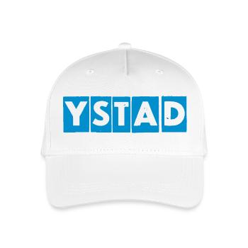 Ystad – Blue Text Design - Organic Kids’ Baseball Cap - white - Front