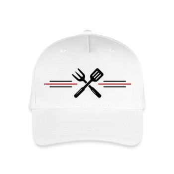 Grill Besteck Grillen Symbol - Kinder Bio Basecap - Weiß - Vorne