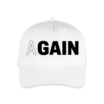 Hidden Gain — AGAIN Typography Motivational - Organic Kids’ Baseball Cap - white - Front