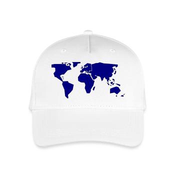 Weltkarte Navy Blau - Kinder Bio Basecap - Weiß - Vorne