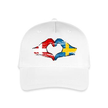 Denmark Sweden Heart Shape with Hands Used - Organic Kids’ Baseball Cap - white - Front