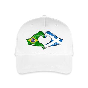 Brazil Scotland flag hands heart shape used - Organic Kids’ Baseball Cap - white - Front