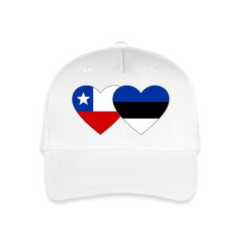 Chile_Litauen_Flagge_Herz - Kinder Bio Basecap - Weiß - Vorne