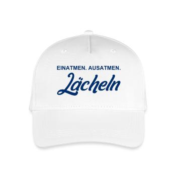 Einatmen - Ausatmen - Lächeln - Kinder Bio Basecap - Weiß - Vorne