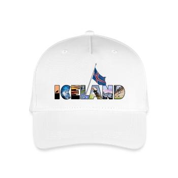 Schriftzug Iceland - Kinder Bio Basecap - Weiß - Vorne