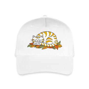 Schlafende Mieze auf Herbstlaub - Kinder Bio Basecap - Weiß - Vorne