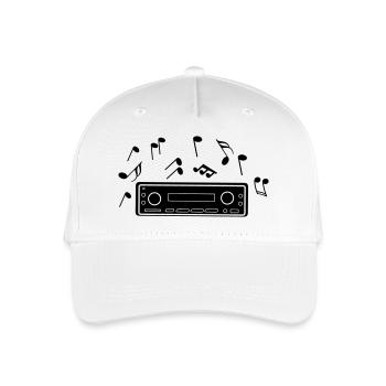 Autoradio mit Musiknoten - Kinder Bio Basecap - Weiß - Vorne