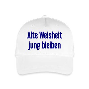 Old wisdom, stay young – cheerful saying - Organic Kids’ Baseball Cap - white - Front