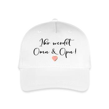 Pregnancy ANNOUNCE BABY GRANDMA GRANDPA - Organic Kids’ Baseball Cap - white - Front