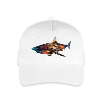 Korallenriff Hai-Fischsilhouette - Kinder Bio Basecap - Weiß - Vorne