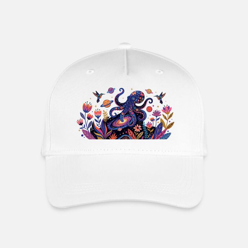 Psychedelischer Kraken Bülten Natur Tiere Muster - Kinder Bio Basecap - Weiß