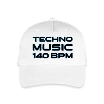 Techno Neon 140 BPM - Kinder Bio Basecap - Weiß - Vorne