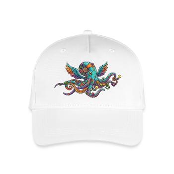 Bunter Steampunk Octopus mit Flügeln Fantasiewesen - Kinder Bio Basecap - Weiß - Vorne