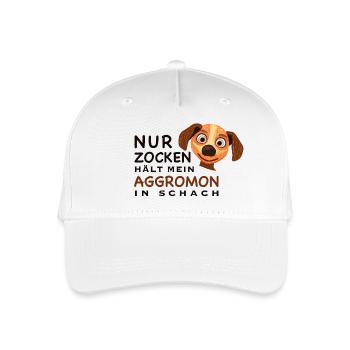 Lustiger Spruch, Zocken hält Aggromon in Schach - Kinder Bio Basecap - Weiß - Vorne