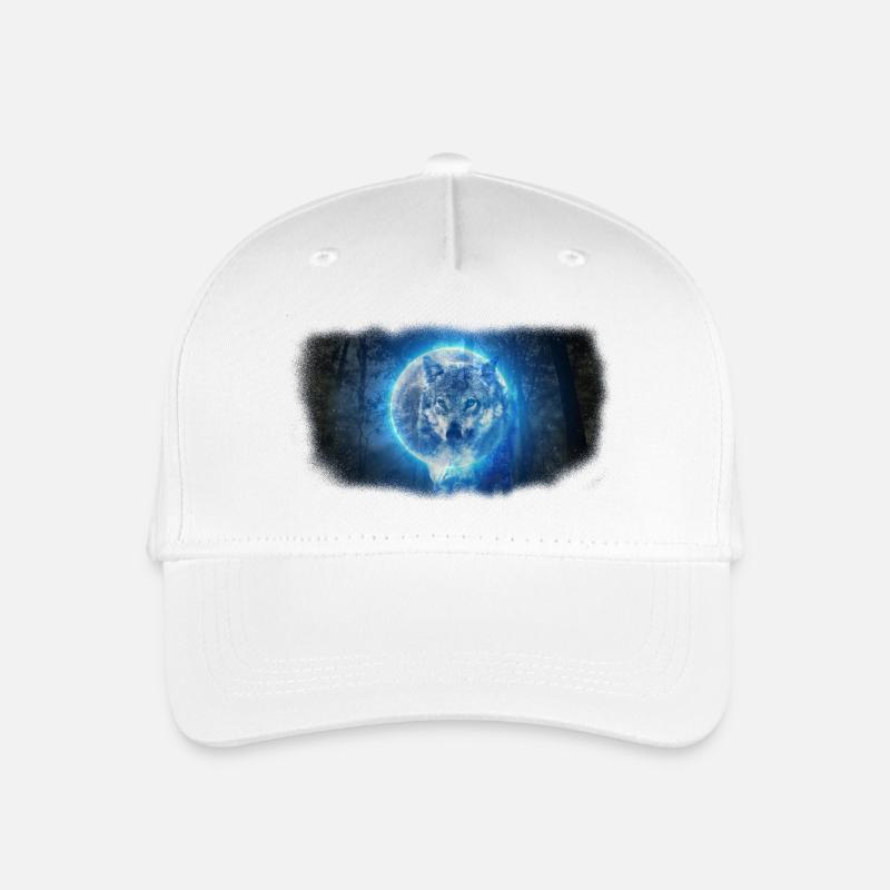 Wolf im Vollmond - Kinder Bio Basecap - Weiß