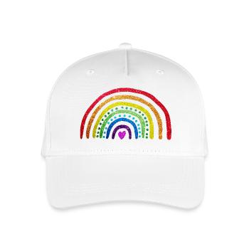 Arc en ciel paillettes - Casquette de baseball bio Enfant - blanc - Devant
