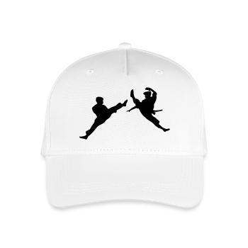 Zwei fliegende Karate-Kick oder Teakwondo-Kick - Kinder Bio Basecap - Weiß - Vorne