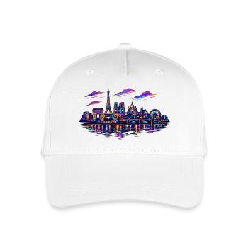 Paris Neon Skyline City France - Organic Kids’ Baseball Cap - white - Front