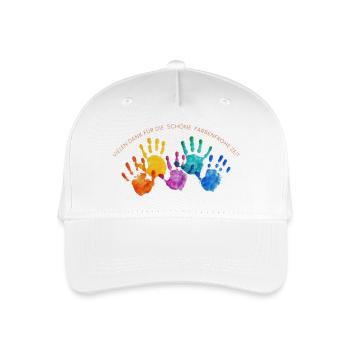 Farbenreiche Handabdrücke Dankzeit - Kinder Bio Basecap - Weiß - Vorne