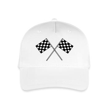 Flag Race Car Destination Motorcycle - Organic Kids’ Baseball Cap - white - Front