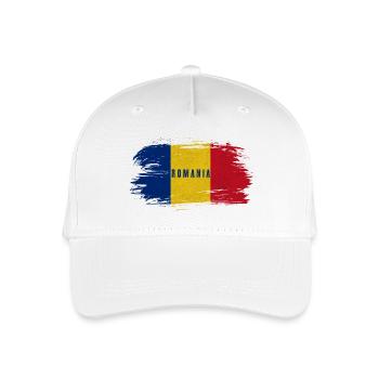 Rumänien Vintage Flagge / Geschenk Bukarest Cluj - Kinder Bio Basecap - Weiß - Vorne